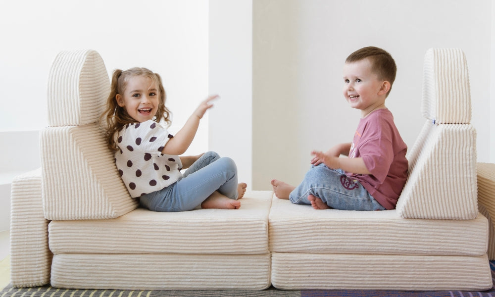 Speelbank-Sofa voor kinderen – 10-delig set voor slaap- en speelruimte - KomfortKissen.de