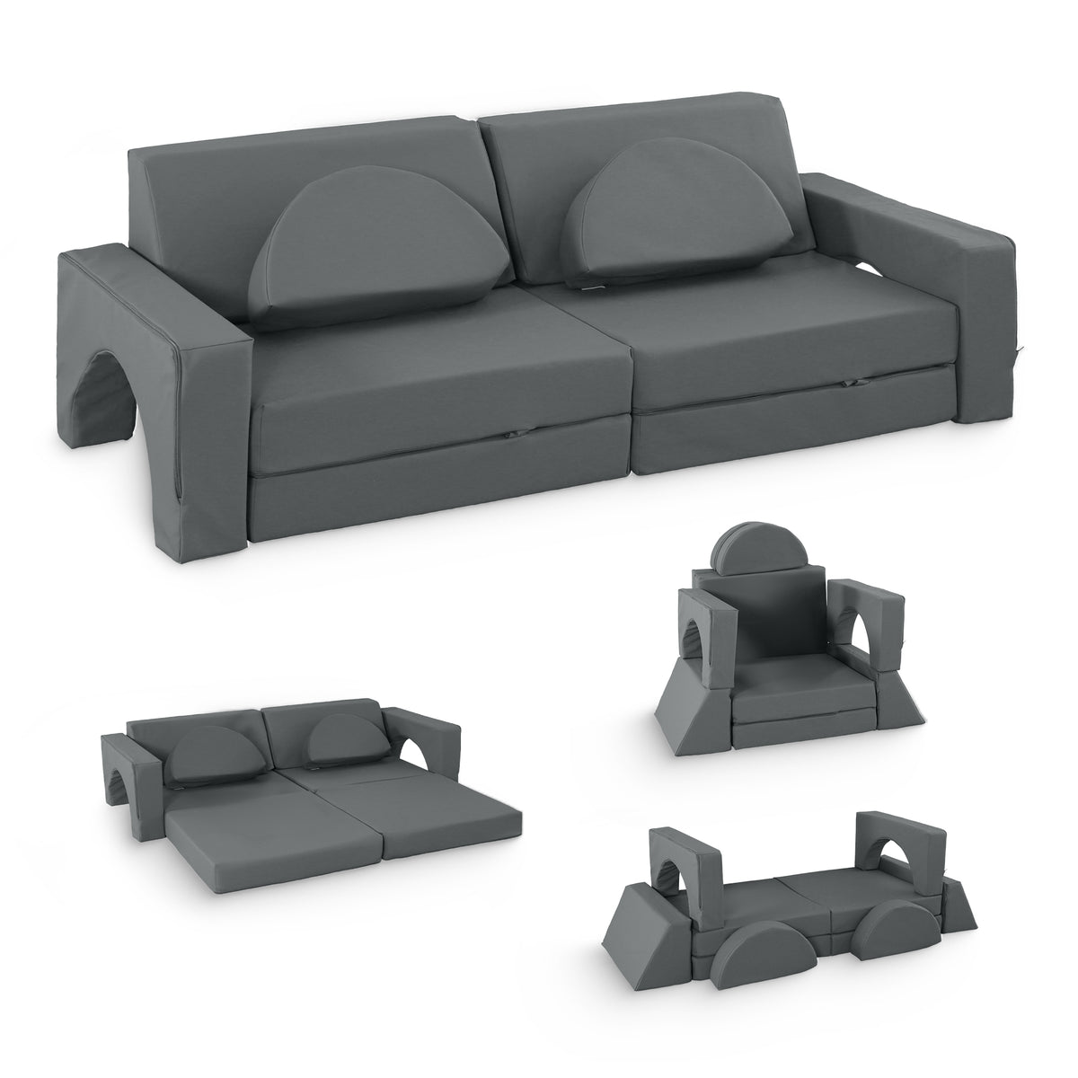 Speelbank-Sofa voor kinderen – 10-delig set voor slaap- en speelruimte - KomfortKissen.de