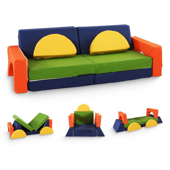 Speelbank-Sofa voor kinderen – 10-delig set voor slaap- en speelruimte - KomfortKissen.de