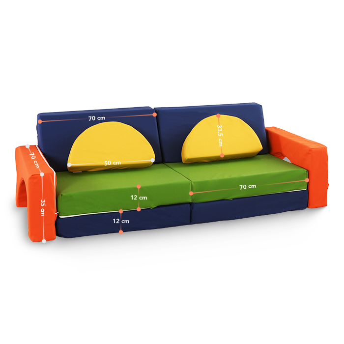 Speelbank-Sofa voor kinderen – 10-delig set voor slaap- en speelruimte - KomfortKissen.de